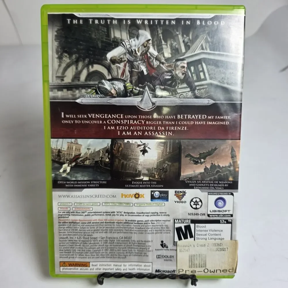 Assassin's Creed II Xbox 360 Complete CIB Tested Ubisoft Action Adventure
